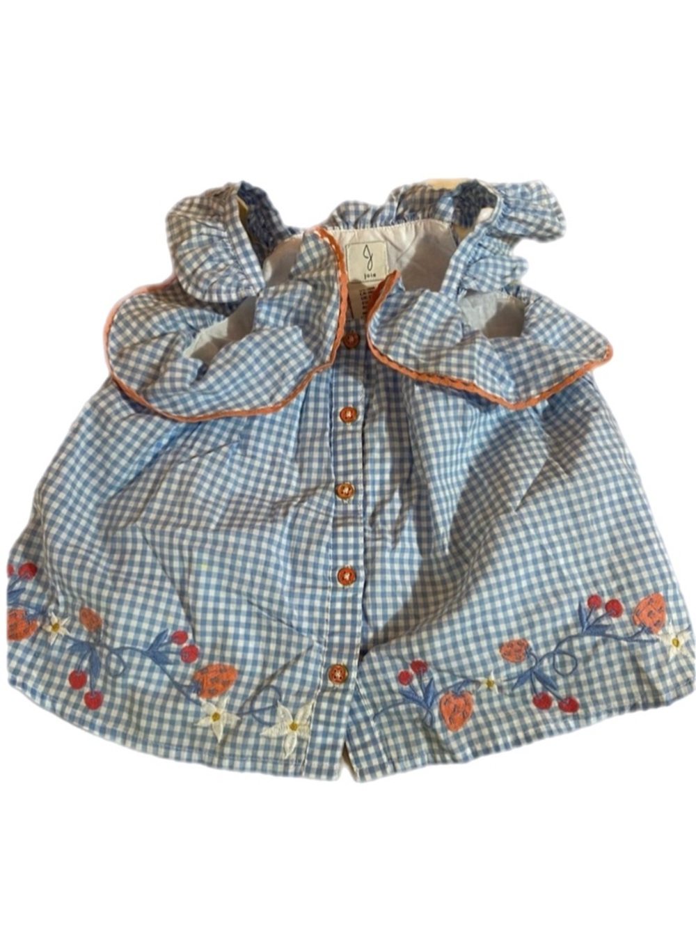joie Baby Plaid Ruffle Dress Sz 18 months Floral Button Down Prairie Cottagecore
